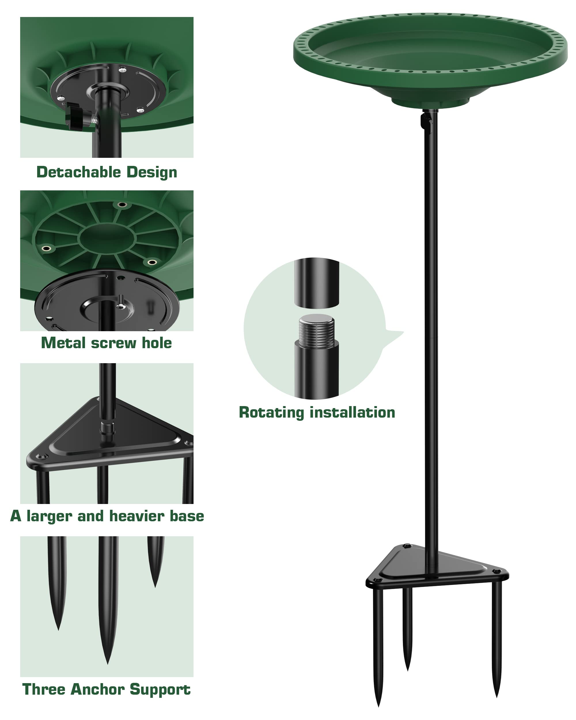 Baños para pájaros para exteriores, baños desmontables para el jardín, baños independientes para pájaros para exteriores, resistente, cuenco de baño para pájaros, spa y comedero para pájaros con