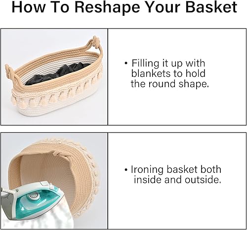 Miniatura 7 de Cestas tejidas para organizar, cestas pequeñas de 12.5 x 6.5 x 5 pulgadas para regalos, cestas de almacenamiento de papel higiénico vacías con asas,