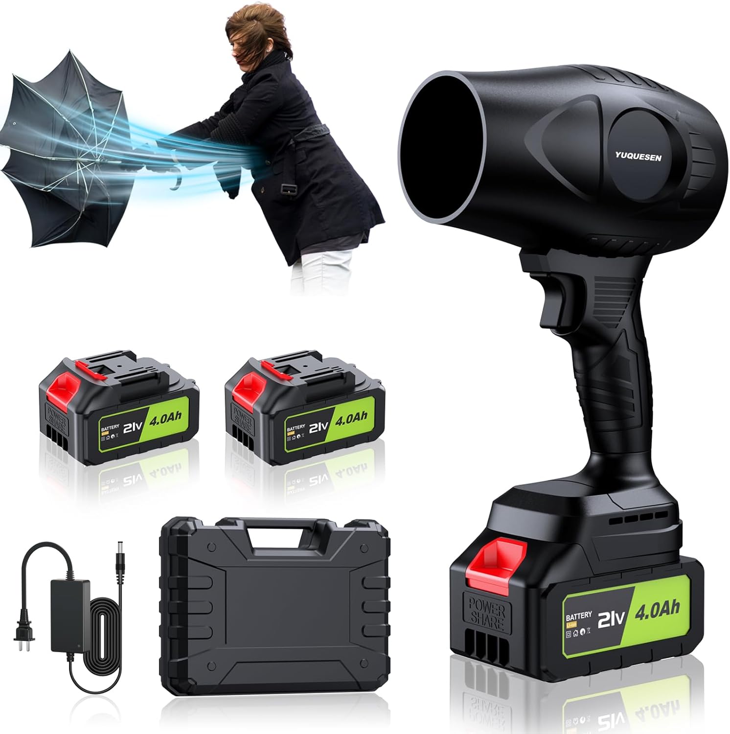 Cordless Leaf Blower 600000RPM – 21V Electric Leaf Blower with 4.0Ah Battery & Charger – Ultra Lightweight Handheld Blower for Patio, Garden, Driveway