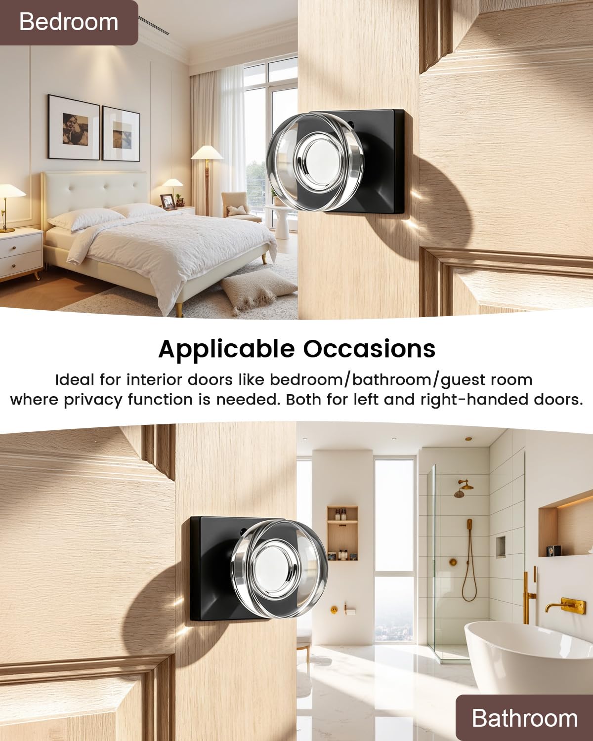 Crystal Glass Door Knobs with Lock - Privacy & Security -5 Crystal Glass Door Knobs with Lock - Privacy & Security -5