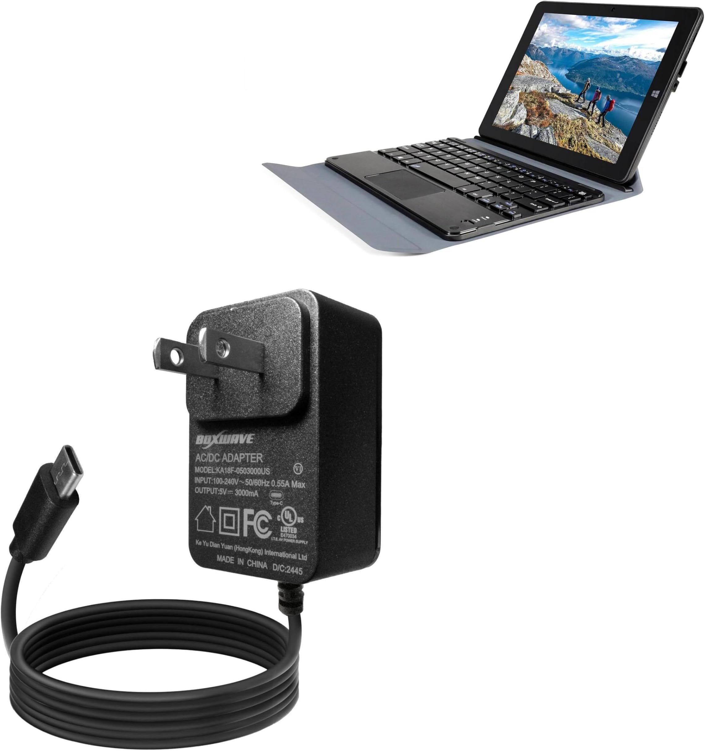 BoxWave Charger Compatible with Tibuta Windows 11 Tablet W100 (8.9 in) - Wall Charger Direct (15W), Rapid Charge Your Device with Built-in 3ft Cable