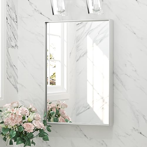 Miniatura 251 de Keonjinn Espejo de baño dorado de 48 x 36 pulgadas, espejo rectangular con marco de metal dorado cepillado, espejo de pared grande rectangular