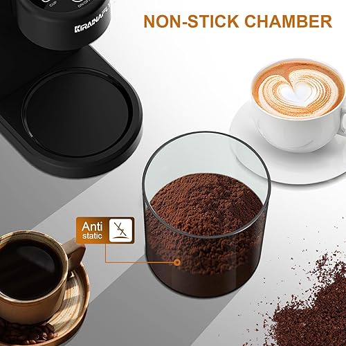 Miniatura 5 de Molinillo de café eléctrico de rebabas cónicas, molinillos de café para uso doméstico con 25 ajustes de molienda precisos ajustables para expreso,