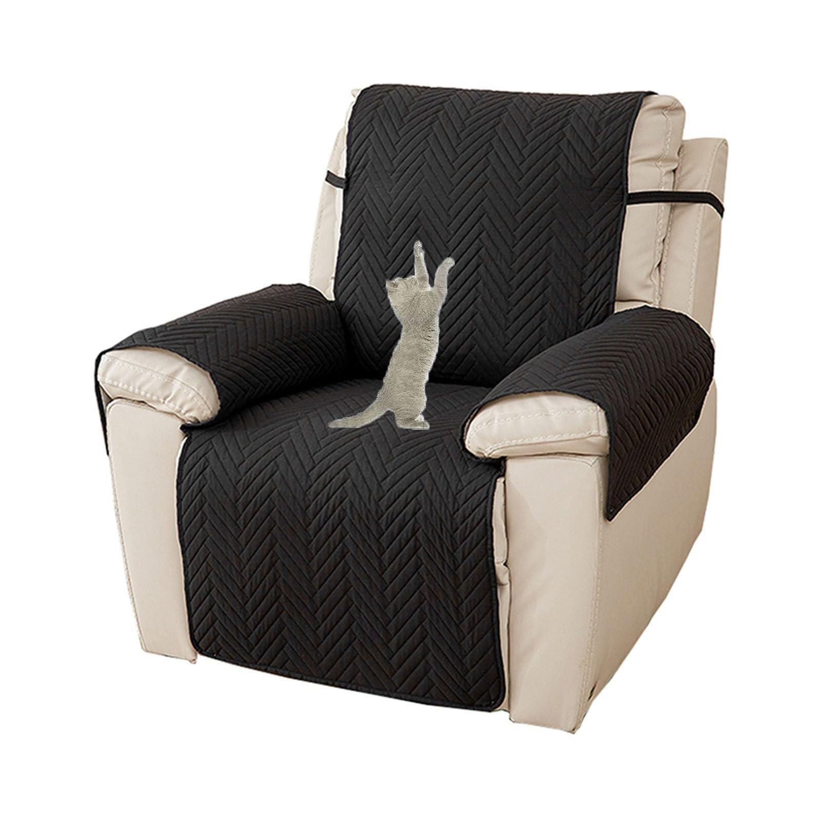 NMVAWIPT Cat Scratch Proof Reclining Chair Cover Stretch Recliner Armchair Slipcover Nonslip Furniture Protector For Kids And Pets(Black)