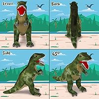 Vista 6 de Tyrannosaurus Rex Juguete de Peluche, Peluche de Dinosaurio de 18" Manta Almohada Muñeco de Peluche, Amigo Suave Azul y Esponjoso Cojín para Abrazar