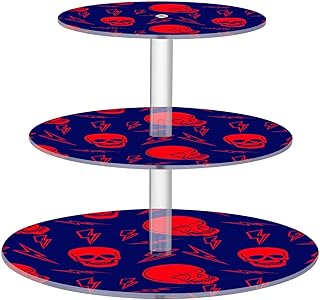 STAYTOP 3-Tier Cupcake Stand,Halloween Red Skull Cake Stand Holder, Tier...