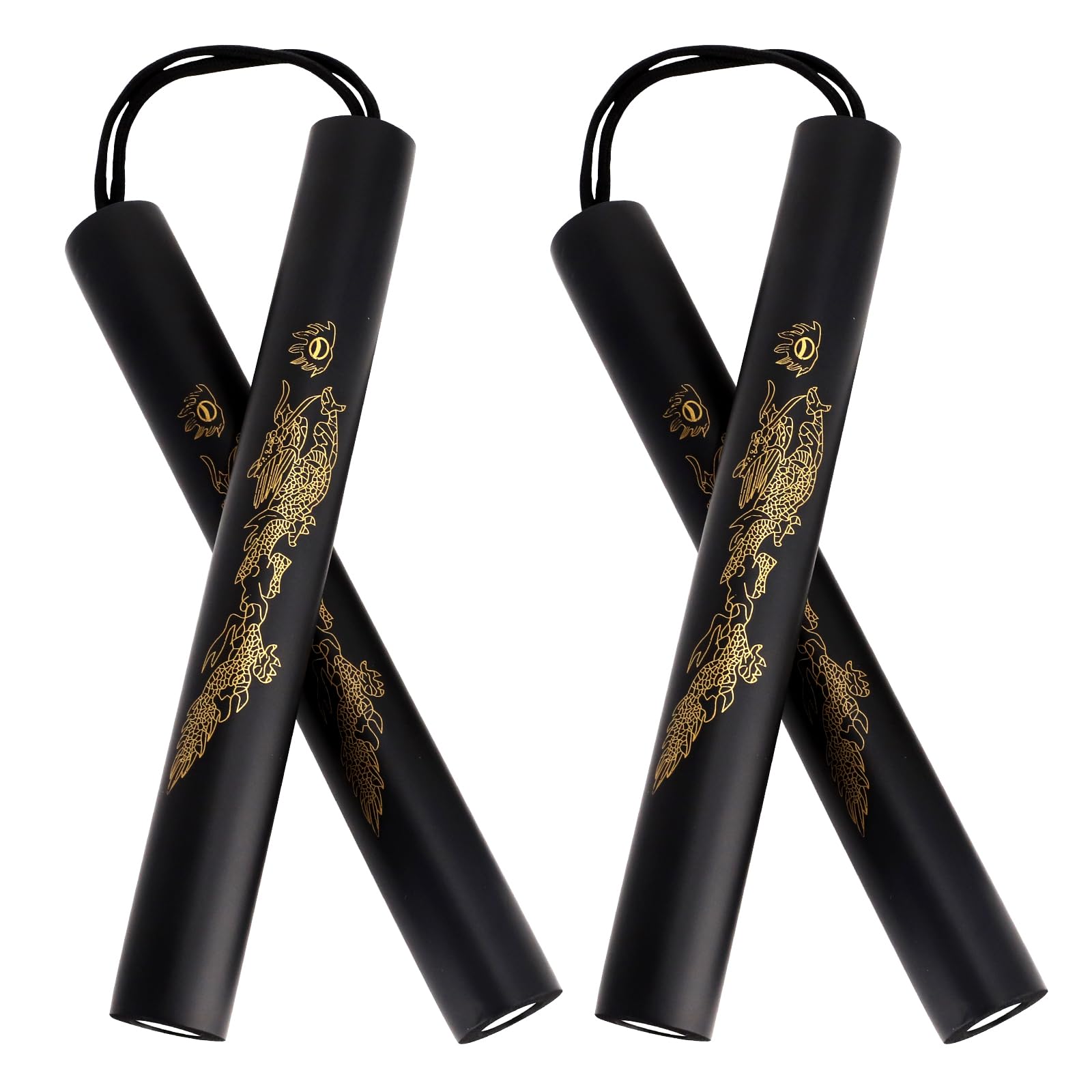 ZDNT 2 Pairs Foam Nunchucks,Safety Practice Nunchaku with Rope,Martial Arts Nunchucks,Foam Training Nunchucks Portable Training Nunchuck Foam Martial Arts Nunchucks for Kids and Beginners (Black)