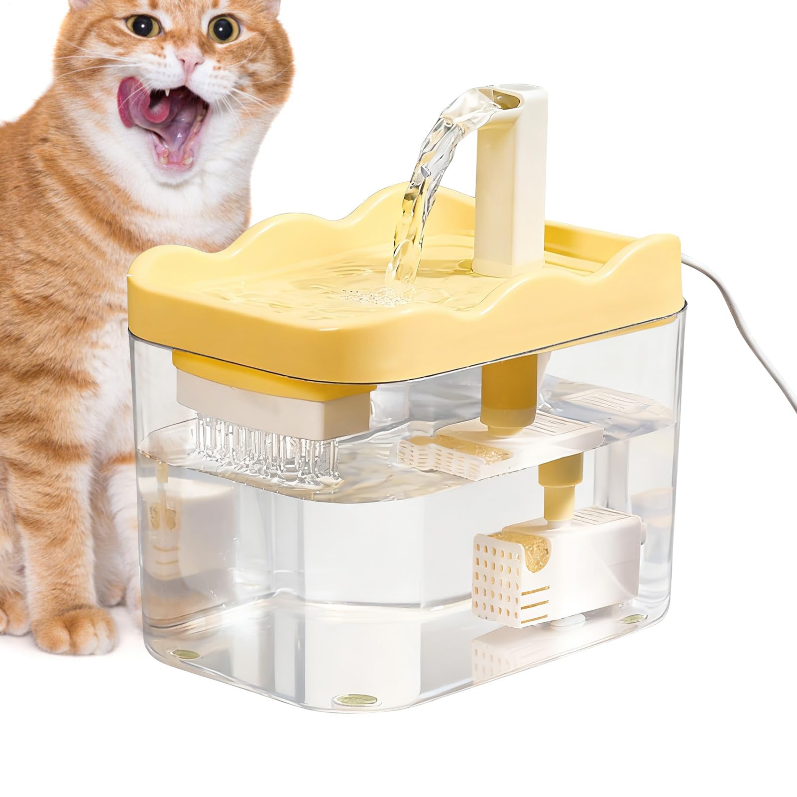 Fuente de agua para gatos con apagado inteligente y bomba silenciosa para hidratación constante