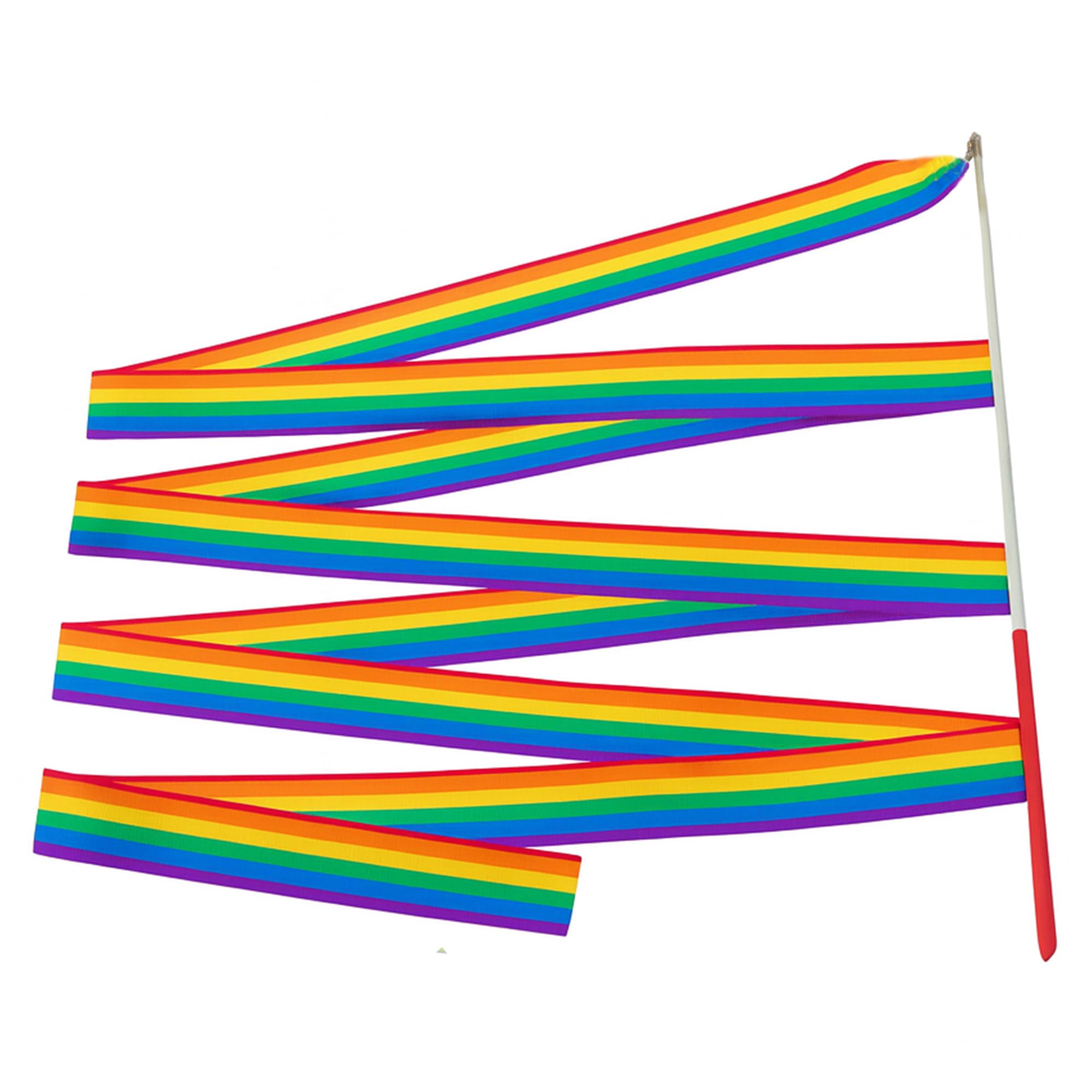 Trimming Shop 4M Gymnastics Ribbon Wand, Satin Dance Streamer for Ballet, Cheerleading, Baton Twirling, Rhythmic Gymnastics & School Performances, Rainbow - 1pc