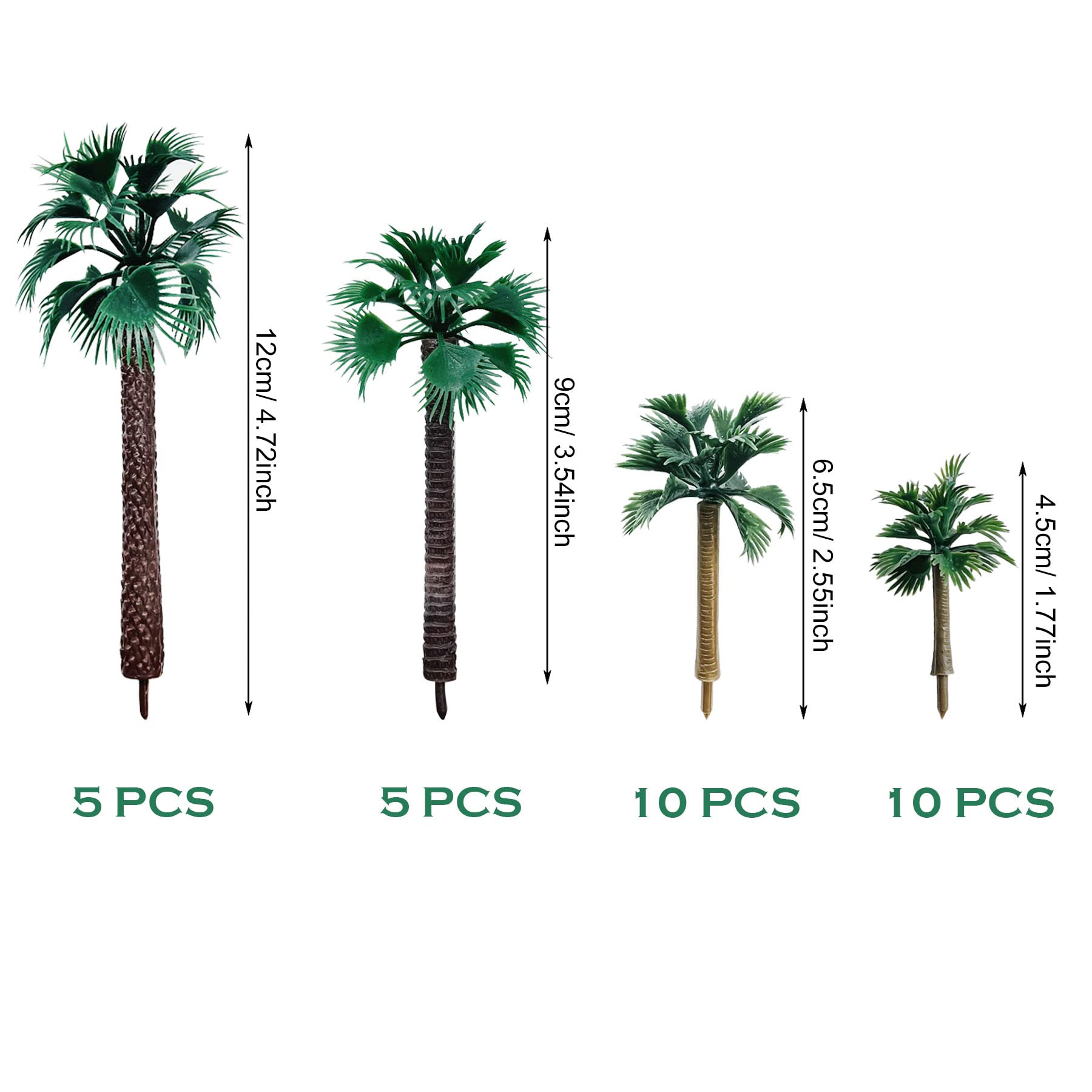 Woohome 30 PCS Miniature Palm Trees Model Tree Coconut Model Coconut Palm Tree Mini Scenery Model Tree for Train Railway Scenery - Image 4