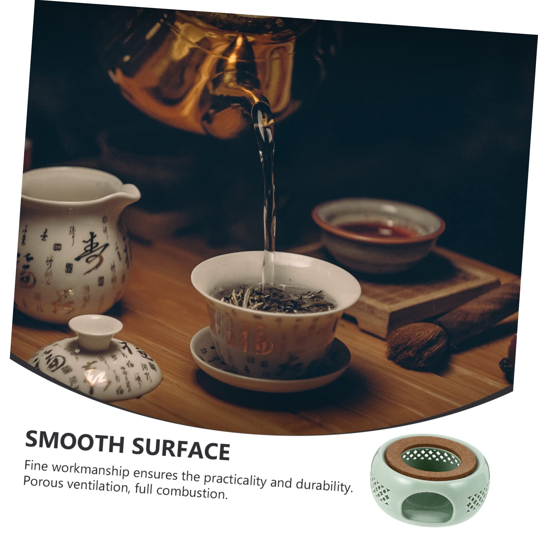 PRETYZOOM 1Pc Light Green Ceramic Teapot Warmer Practical Tea Heating Tool for Home Use Elegant Teapot Stand for Warming Tea and Food Present for Tea Lovers