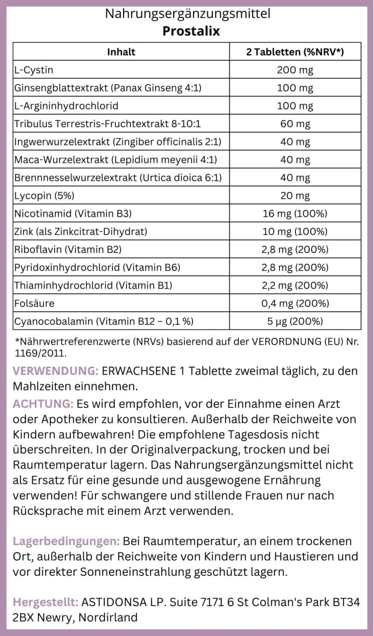 Integratore Alimentare Uomo con L-Arginina, Tribulus, Ginseng, Maca, Ortica, Licopene, Zinco e Vitamine del Gruppo B – 20 Compresse (1)