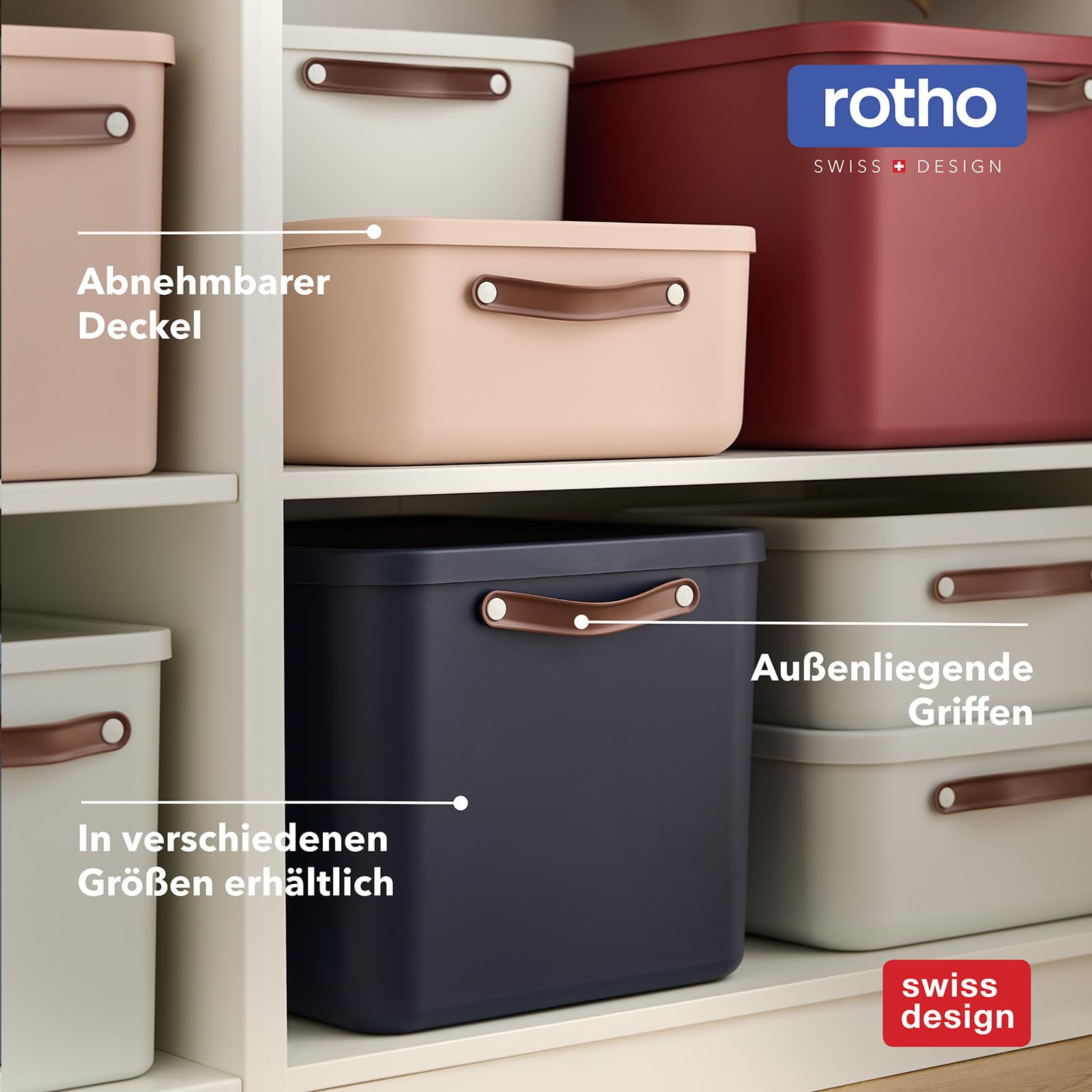 Rotho Maloja Aufbewahrungsbox mit Deckel groß 2er-Set stapelbar Anthrazit | Große stapelbare Kunststoffboxen aus Recycling-Material, 53,5x40x34 cm, robuste Ordnungssysteme für Keller & Büro