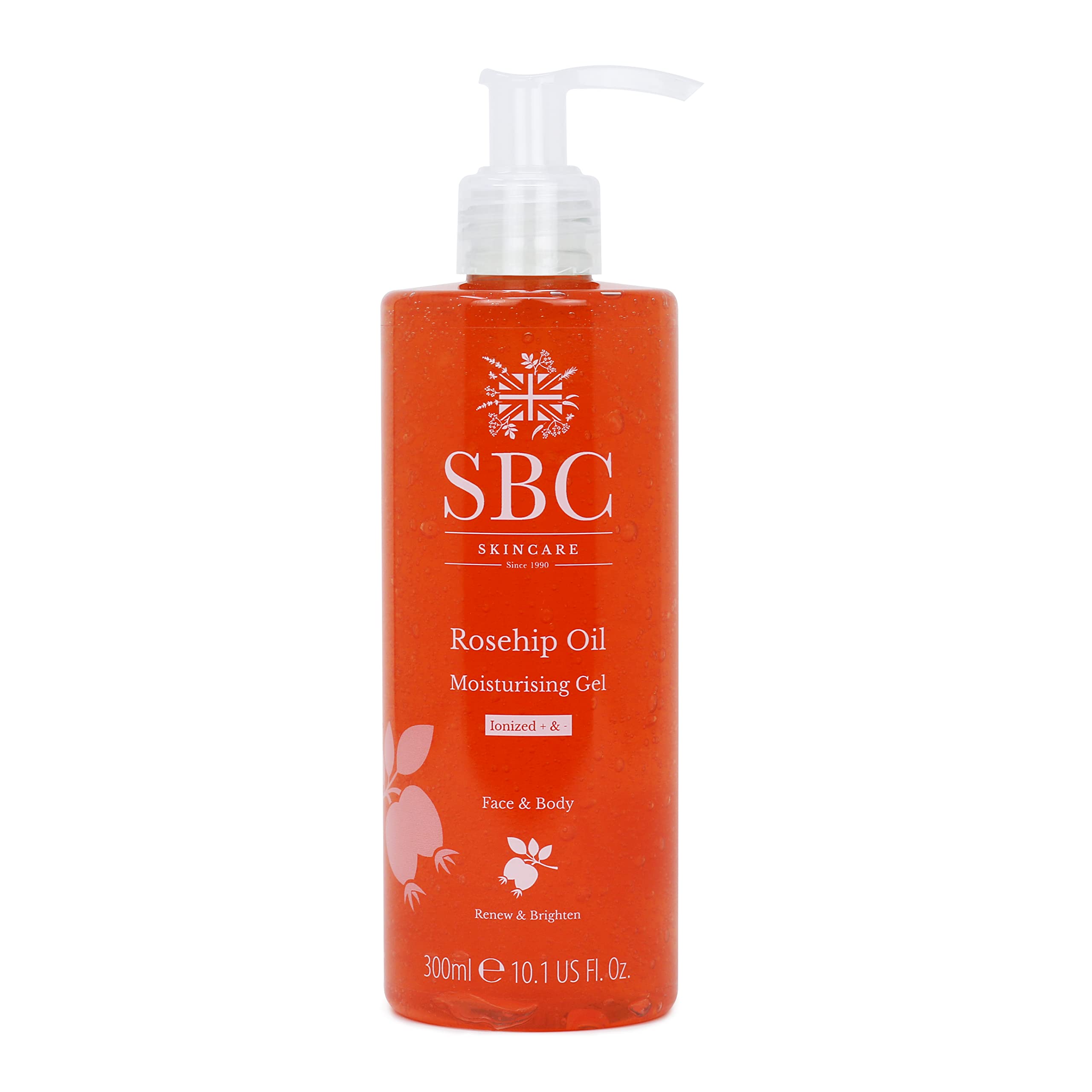 SBC Skincare Rosehip Oil Moisturising Gel 300ml, Anti-Ageing Face And Body Moisturiser With Rosehip Oil and Vitamins A, C and E, Hydrates and Brightens