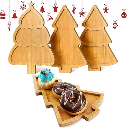 Bencailor 3 platos de madera para árbol de Navidad, bandeja para servir árbol de Navidad, tablero de árbol de Navidad con forma de tablero para disponible en Yaxa Peru