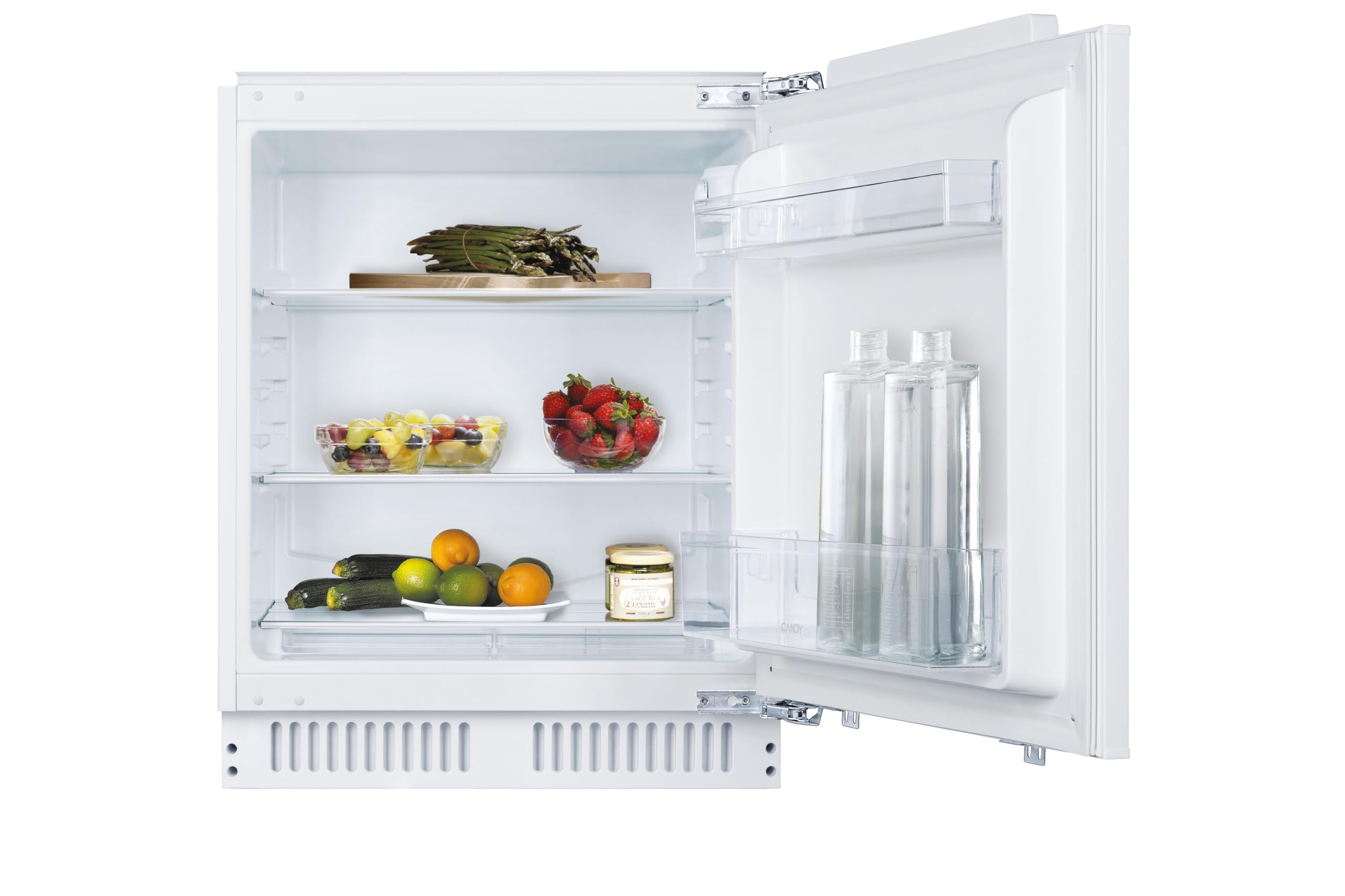 CANDY CMLS68EW, Frigorífico Mini Integrable Table Top, Ancho 60 cm, Altura 83 cm, Capacidad 135L, Botellero en Suspensión, Control Mecánico de la temperatura, Iluminación LED, 40DB, Blanco