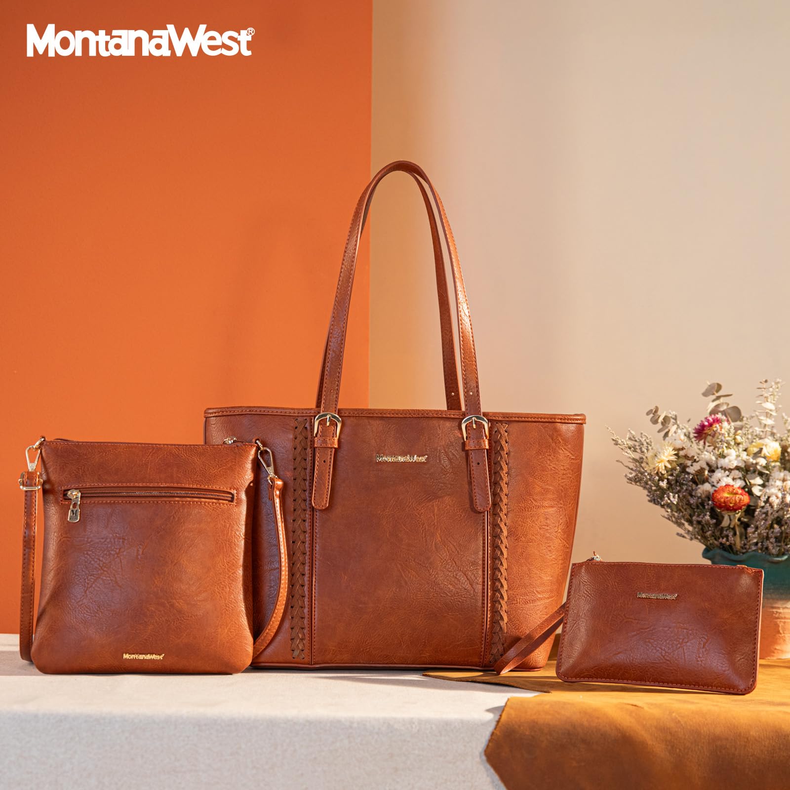 Montana West Purses for Women Tote Bag 3Pcs Set Leopard Print Satchel Handbags