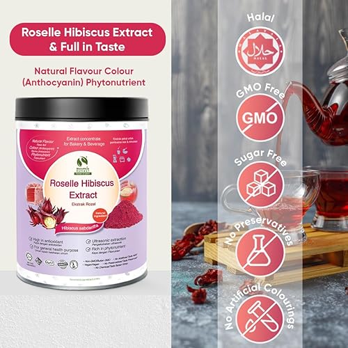 Miniatura 6 de Bionutricia Roselle - Extracto de hibisco en polvo, 7 onzas, alto antioxidante, natural y concentrado, perfecto para té y bebidas, sin OMG, sin