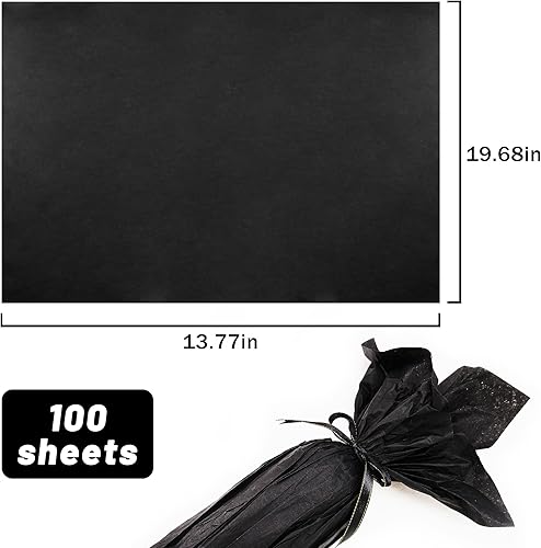 Miniatura 4 de MR FIVE 100 hojas de papel de seda negro a granel, 14 x 20 pulgadas, papel de seda negro para bolsas de regalo, papel de seda negro para