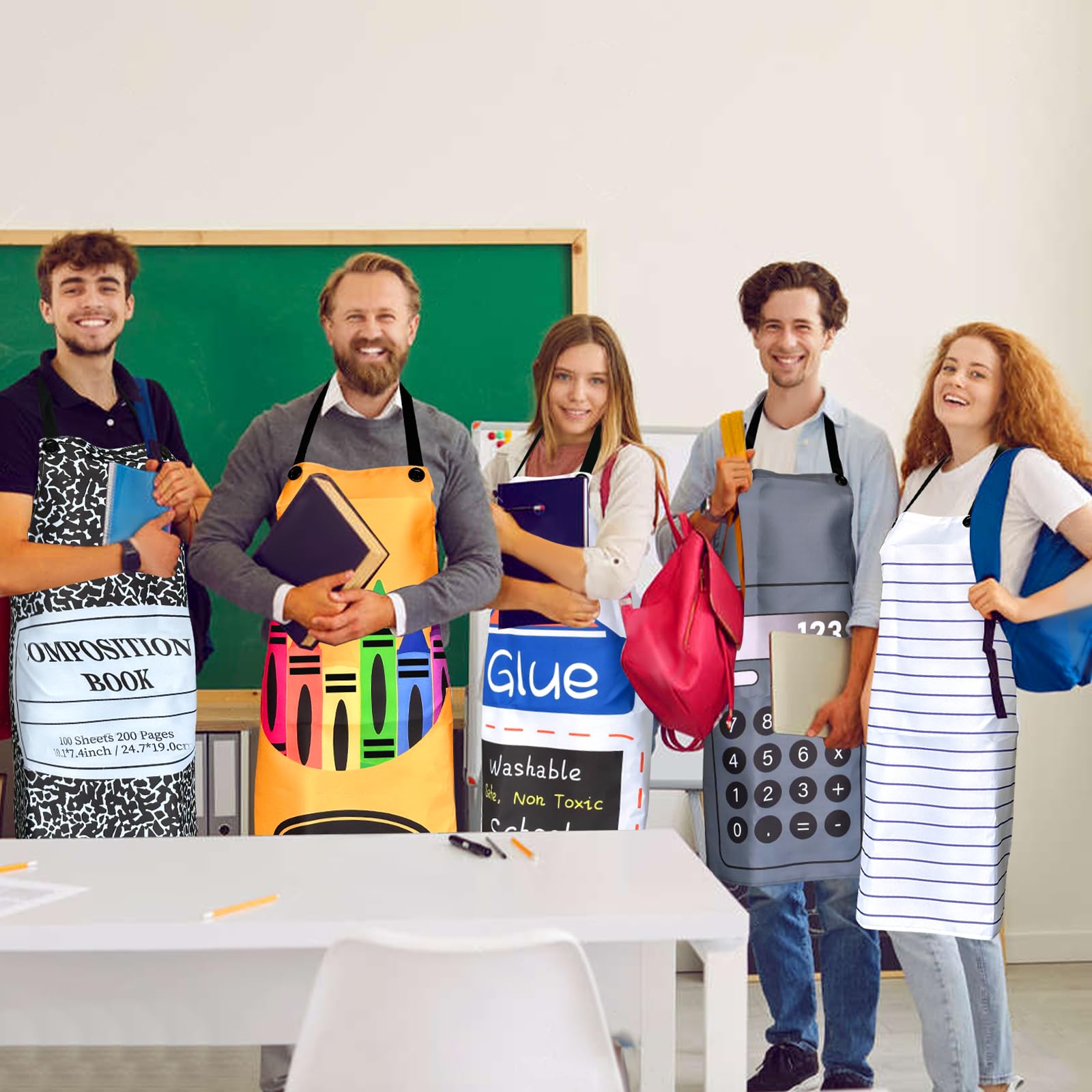 8 Pcs Group Halloween Costumes for Teachers Apron Costume for Fancy Dress Outfit Halloween Cosplay Dress up