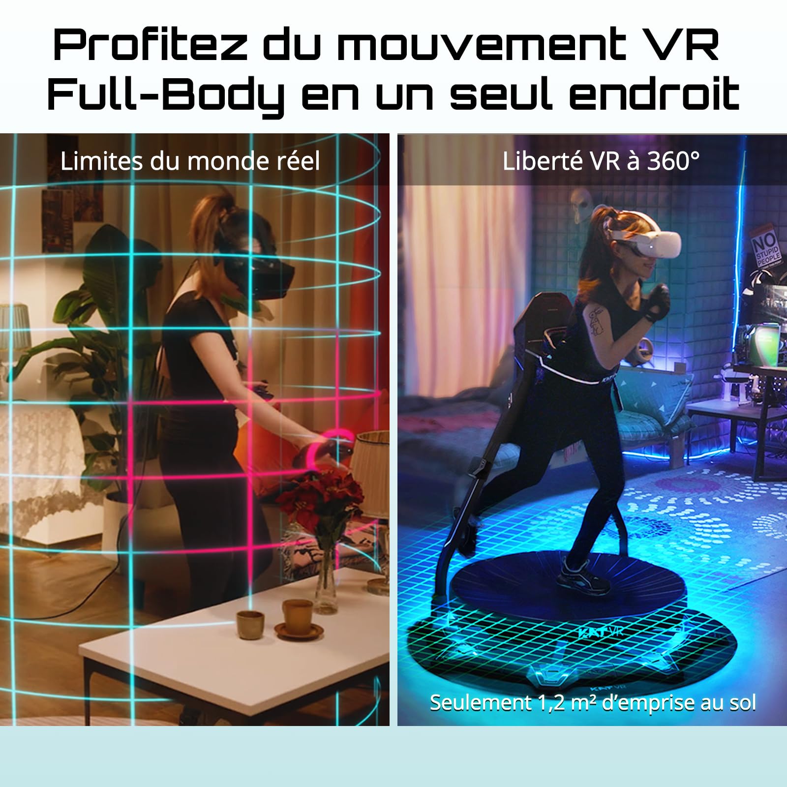 Kat Walk C2 Plus E Tapis de Course VR omnidirectionnel | avec Retour vibratoire, réduction du Bruit & roulettes intégrées | Compatible SteamVR & Quest Via Nexus | EU 45