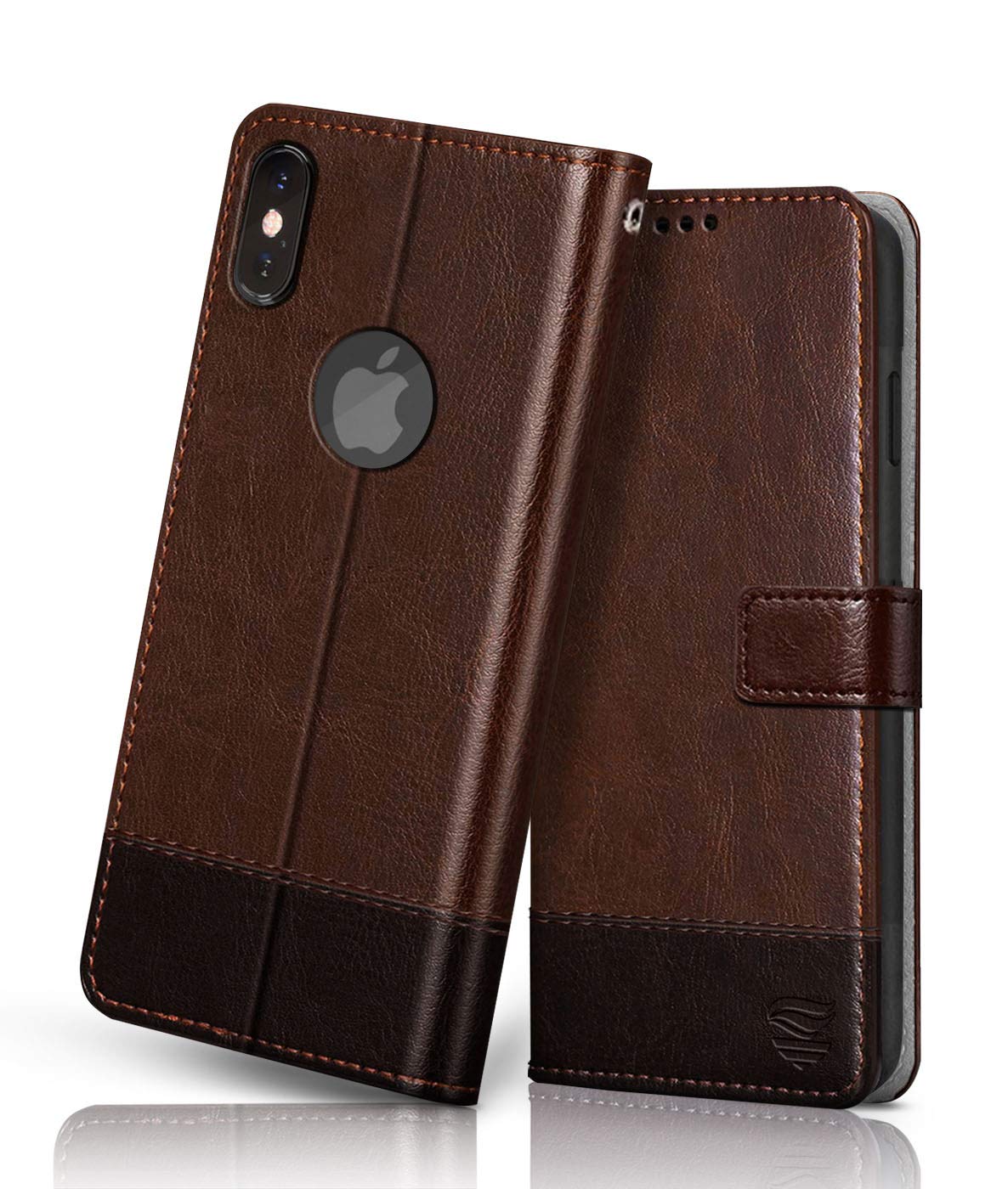 FLIPPED Vegan Leather Flip Case Back Cover for Apple iPhone Xs Max (Flexible, Shock Proof | Hand Stitched Leather Finish | Card Pockets Wallet & Stand | Brown with Coffee) (B0865JXX3Y) Amazon Price History, Amazon Price Tracker