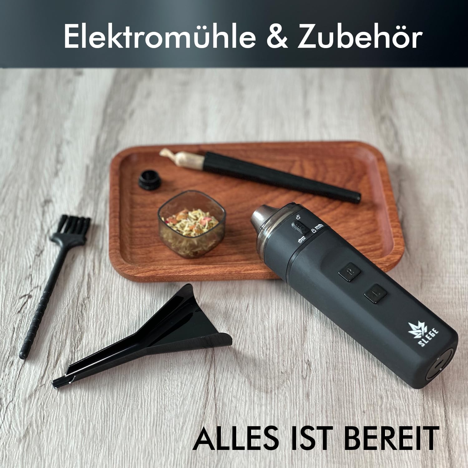 Elektrische Grinder,Grinder Elektrische,Gewürzmühle,Mühle für Gewürzen/Pollen,Super Leistung 7 Nm Schnelles Mahlen,2-Wege-Mahlen ohne Feststecken,mit Trichter,Schüssel,Kegelrohr (Schwarz)