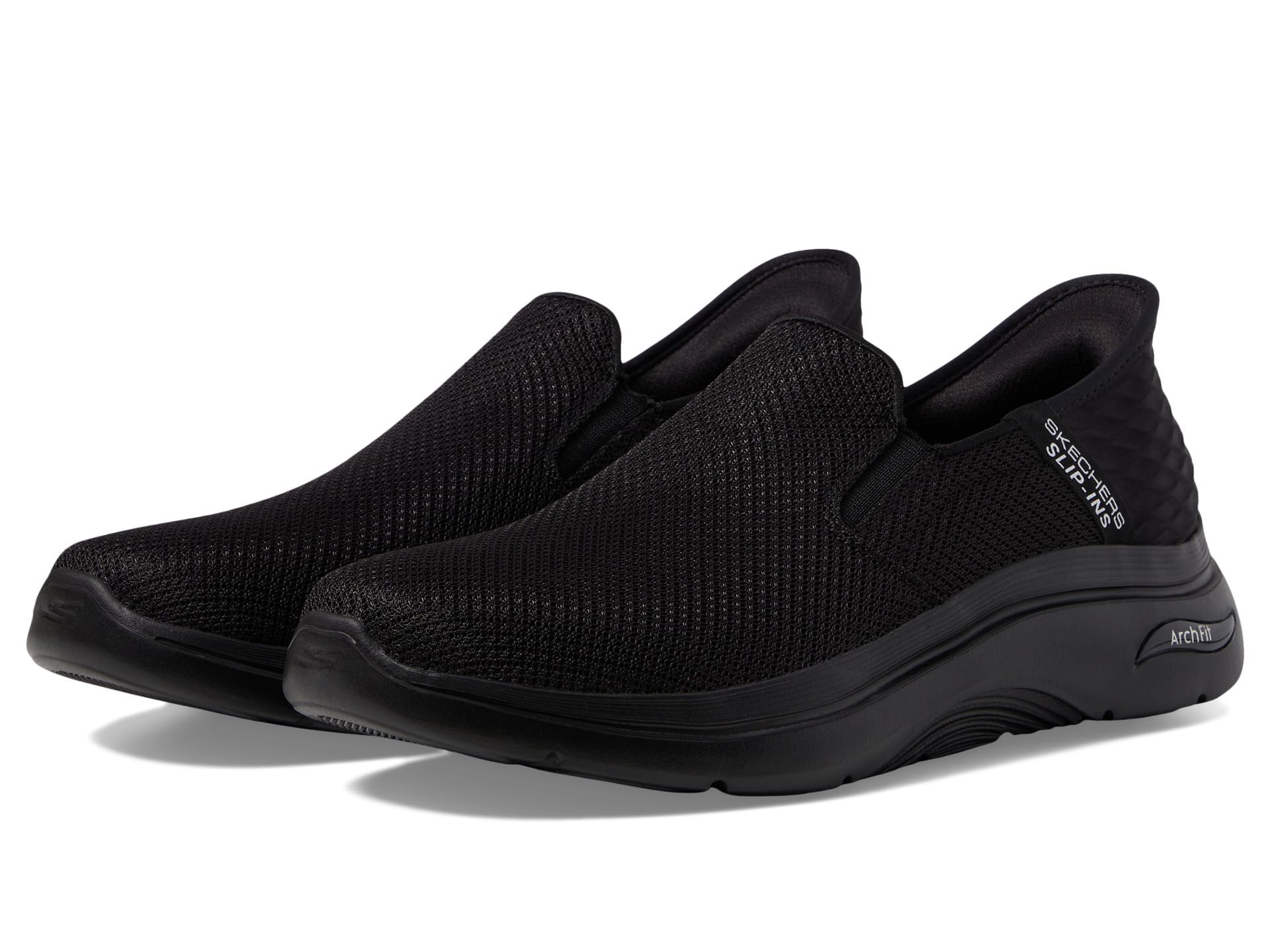 Skechers Men's Go Walk Arch Fit 2.0 Hands Free 2 Slip-On Sneakers, Black Textile/Synthetic, 8.5 UK Wide