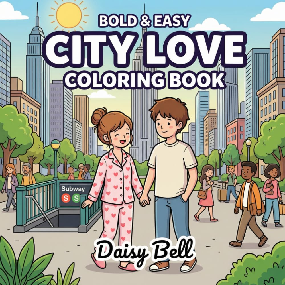 City Love: Bold & Easy Coloring Book for Couples 50 Romantic Urban Moments Coloring Pages for Adults & Teens - Cute, Funny Date Scenes, Cozy ... Stress Relief (Bold & Easy Couples Coloring)
