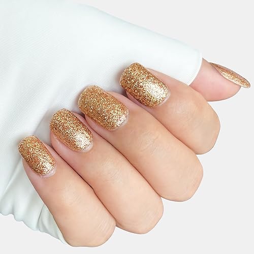 AddFavor Uñas postizas cuadradas cortas de gel acrílico con purpurina artificial para mujeres y niñas, manicura para el hogar, 24 piezas de uñas
