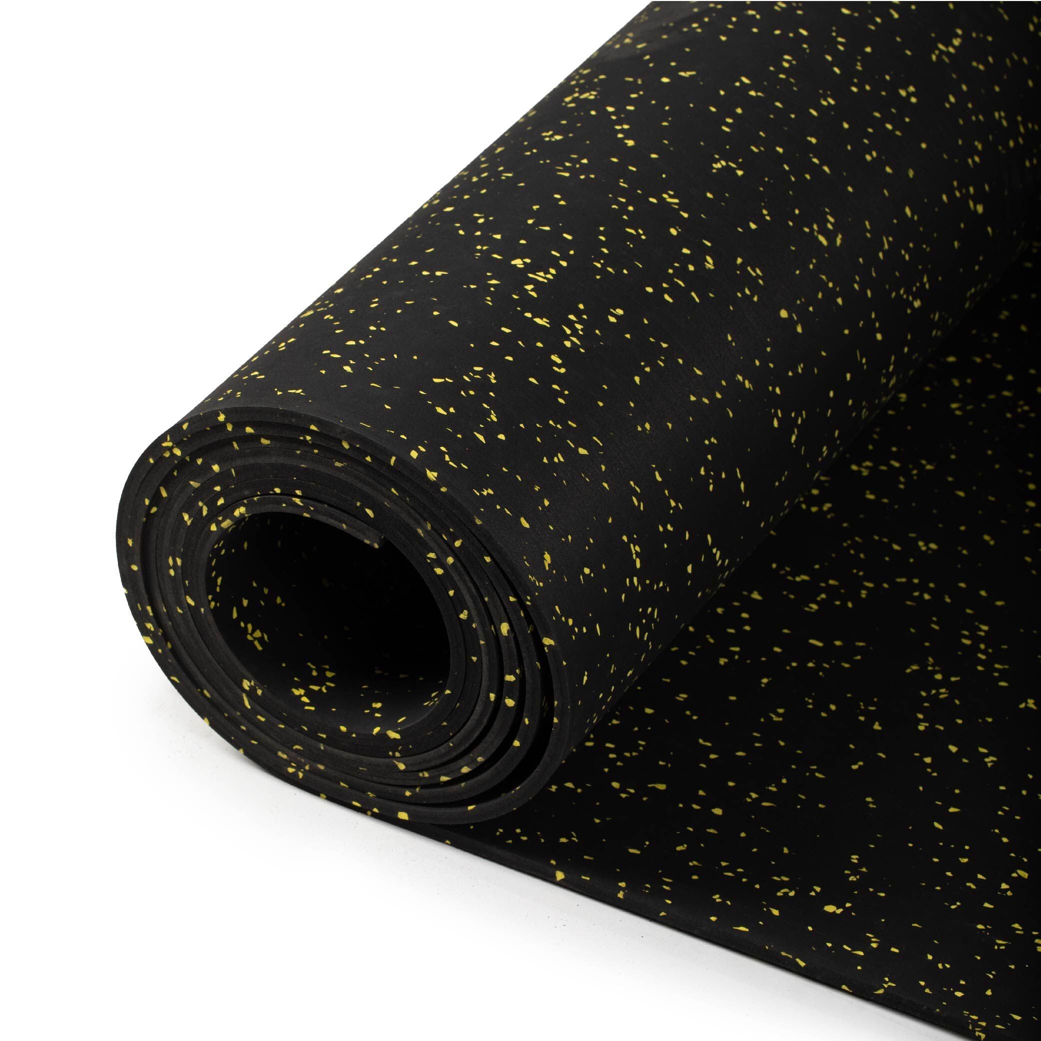 Titan Fitness 15ftx4ftx8mm Yellow Crumb Rubber Gym Flooring Roll Non-Slip Textured Mat for Floor Protection Ideal for Heavy