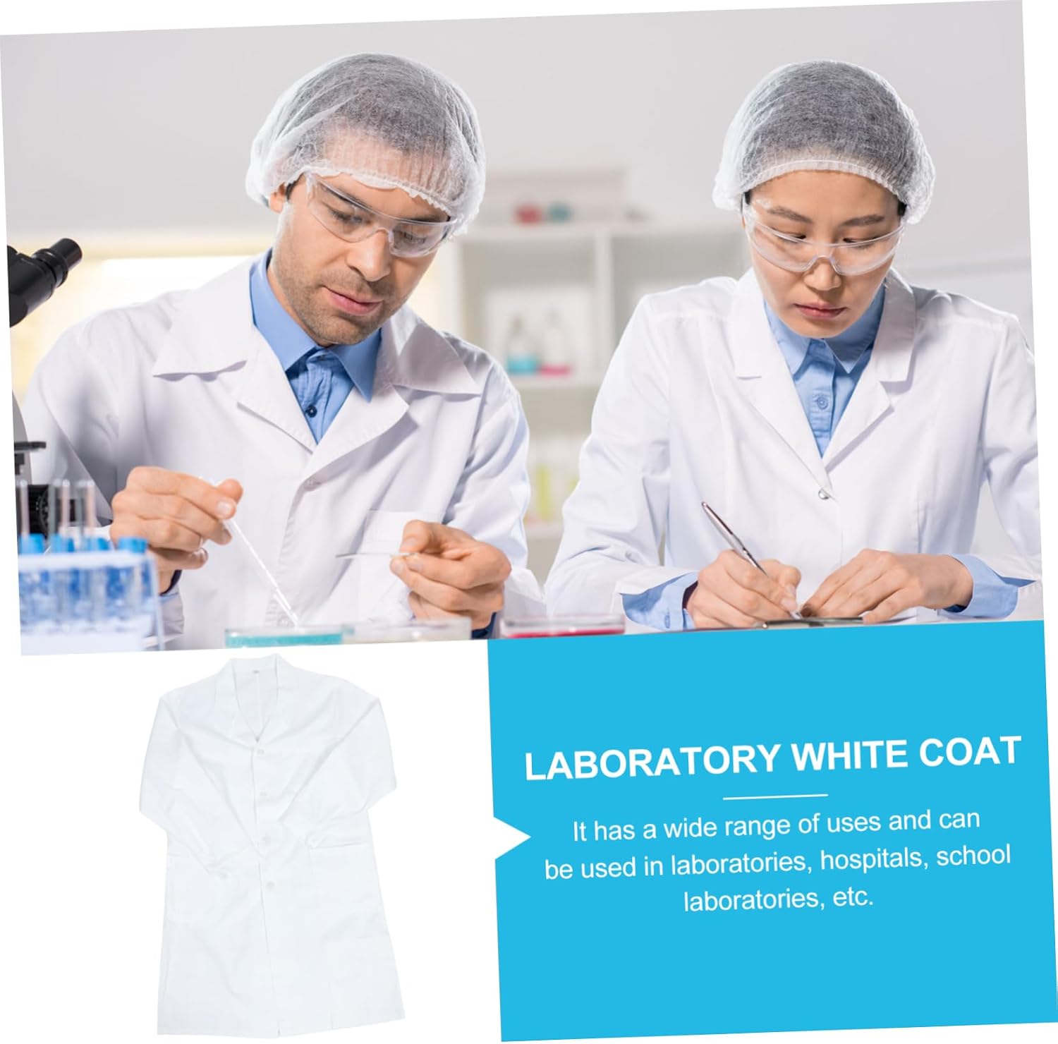 MAGICLULU Coat Doctor Uniform White Coat Classic Collar Suitable for Hospital Lab