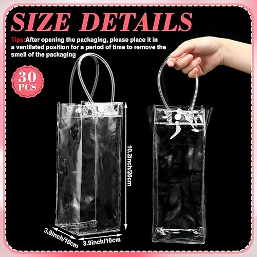Miniatura 2 de Silkfly 30 bolsas de regalo de PVC transparente con asas, reutilizables, transparentes, bolsa de regalo rectangular, bolsa de regalo para fiesta,