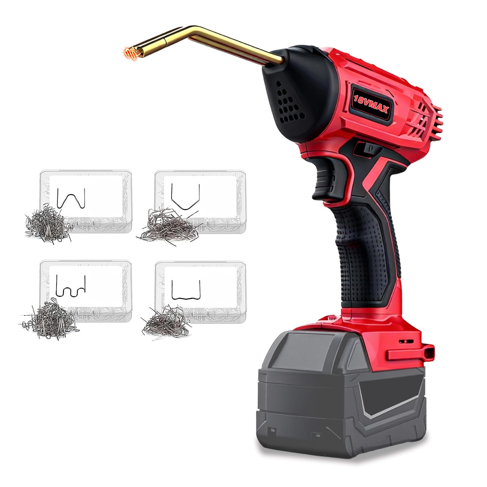 Saldatrice in plastica senza fili per Milwaukee 18 V alimentata a batteria, kit di cucitrice a caldo con 400 pinzatrici a caldo, alimentato a batteria, kit di riparazione paraurti in plastica (solo