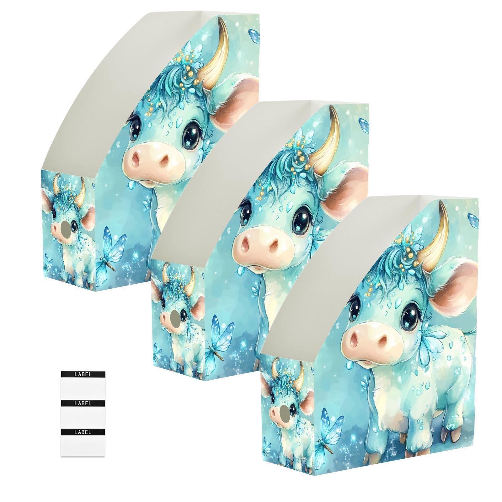 Boîte de rangement documents pliable et compacte motif vache lot de 6