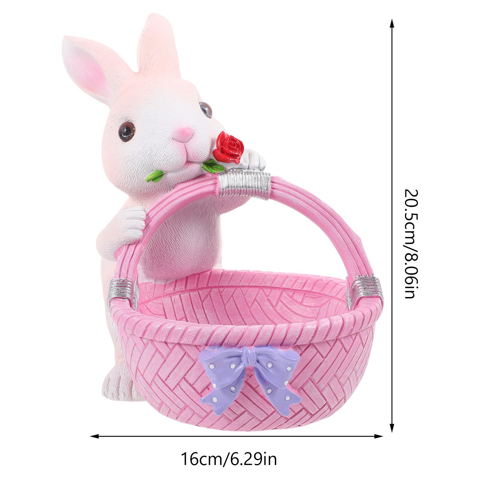 Uonlytech Decorazione Pasqua Coniglio in Resina Cestino Design Unico Adorabile e Funzionale per Casa e Tavola Rosa Ornamento da Collezione