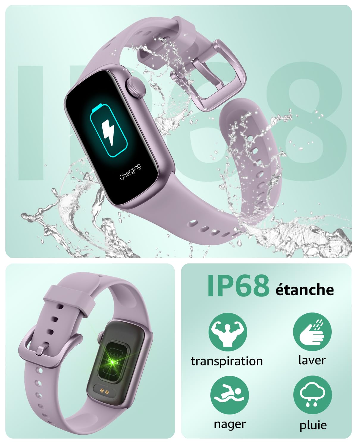 Montre Connectée Femme Homme, 1,47'' Smartwatch avec 137+ Modes Sportifs, Fitness Tracker avec Cardiofréquencemètre, Sommeil, Podomètre, IP68, Montre Intelligente pour Android iOS