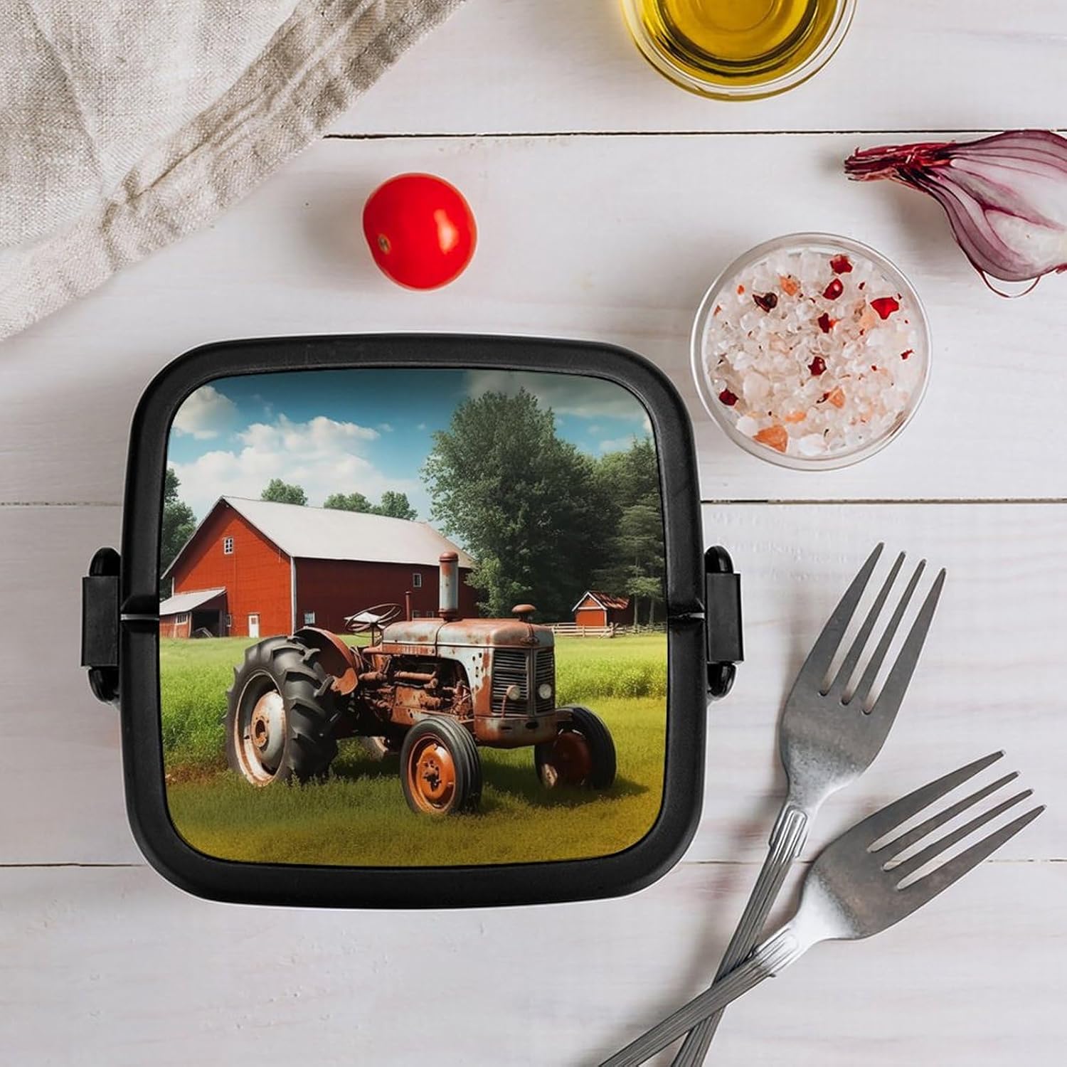 Adults Lunch Box Adult Bento Box Stackable Bento Box BPA-Free Company Farm Tractor Lunch Box Food Container Ideal for Meal Prep, Work, And On The Go