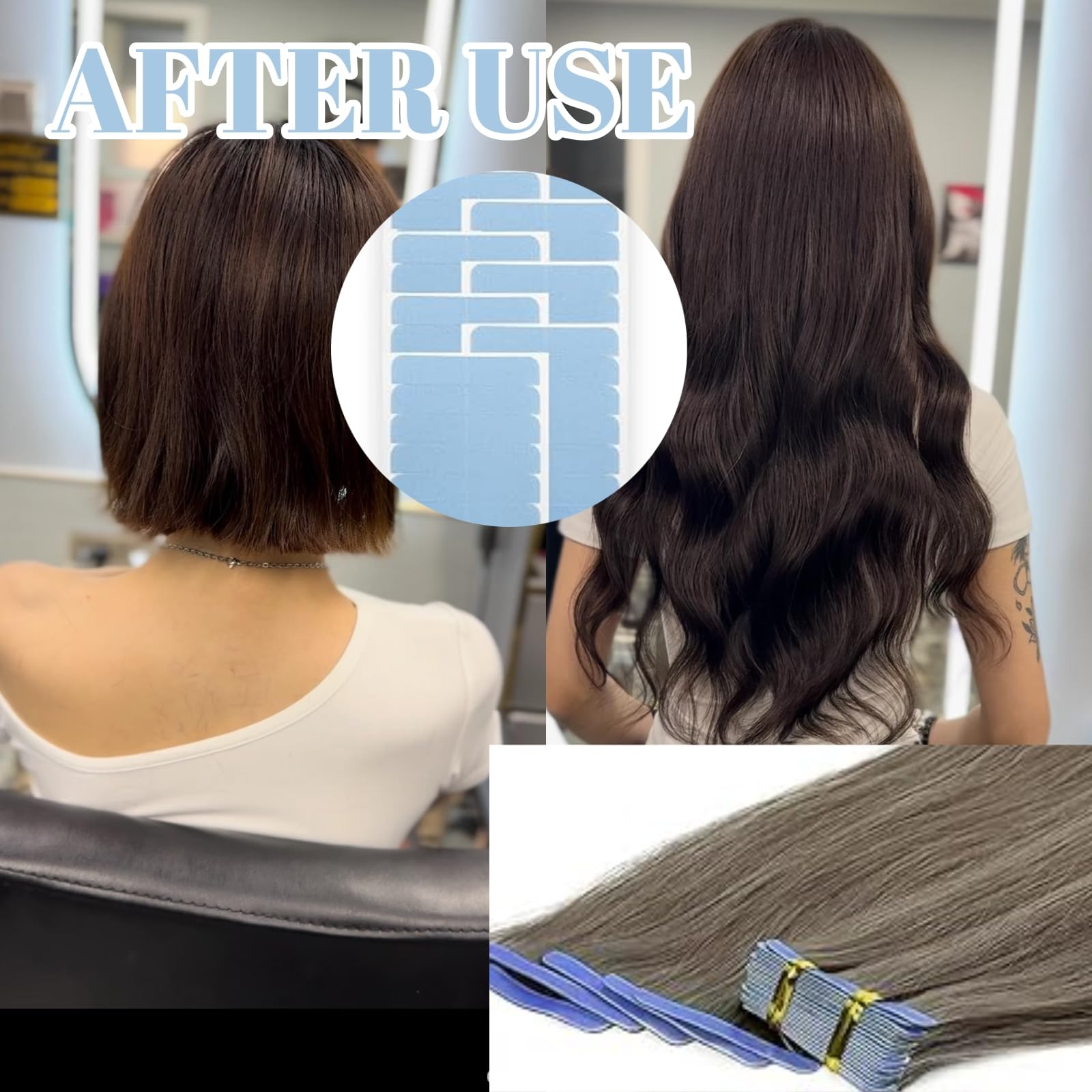 96 Extensiones Adhesivas, 8 Cm x 0,8 Cm, Cintas Adhesivas para Extensiones Profesionales, Cintas Adhesivas de Repuesto, Cintas Adhesivas de Repuesto para Extensiones de Cabello Real