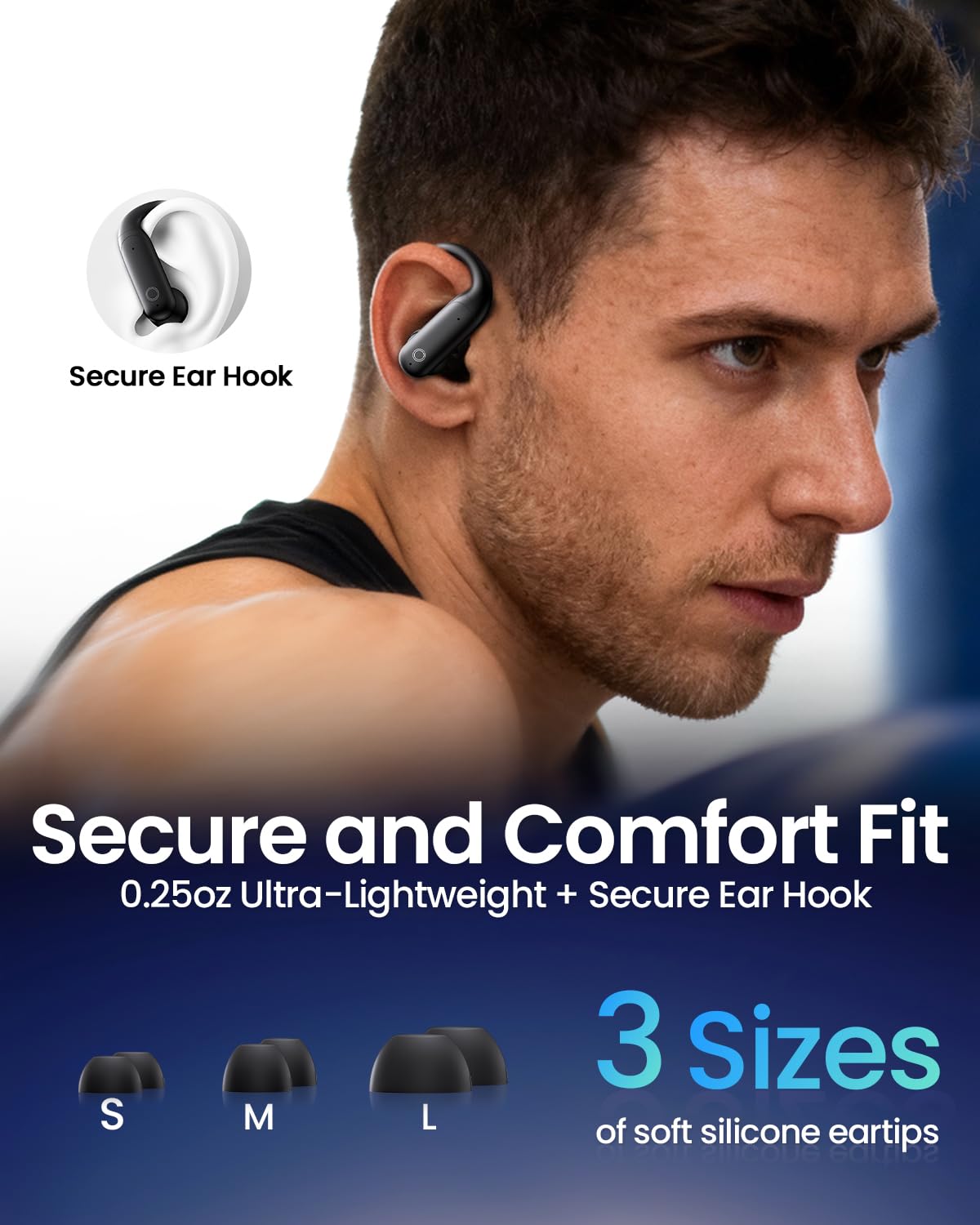 LEEMC Auricolari wireless, Bluetooth 6.0, con touch screen, ANC ENC con cancellazione del rumore, bassi 40H, suono stereo over-ear per iOS, Android, sport, allenamento, ossidiana