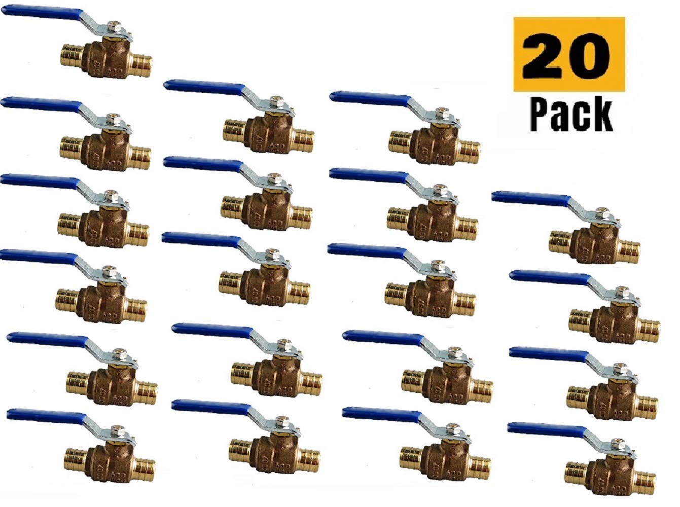 10-Pack 3/4" PEX Crimp Shut-Off Lead-Free Brass Ball Valves - Full Port With Drain - View #3