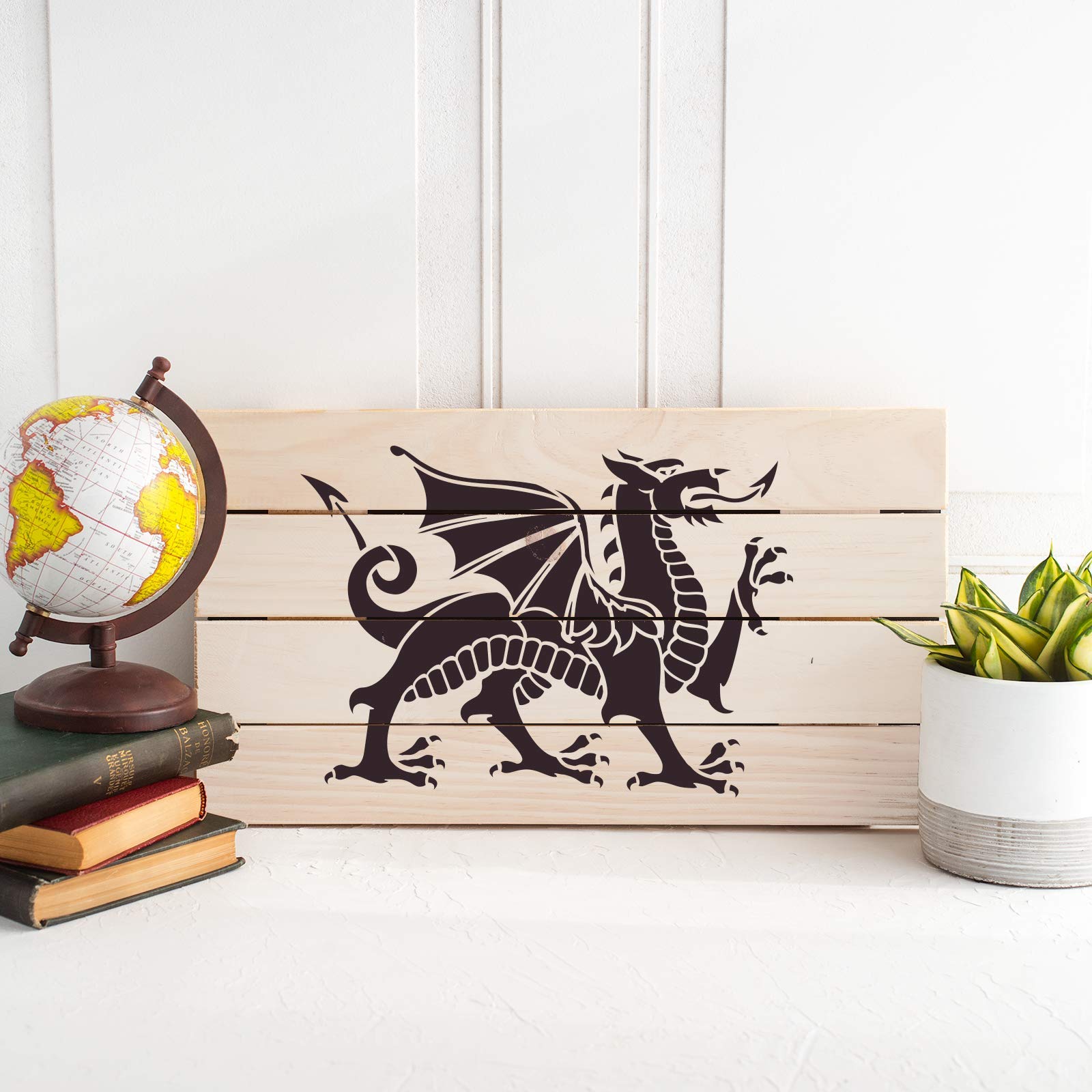 Amazon.co.jp: 中世のドラゴンステンシル 再利用可能なステンシル 絵画