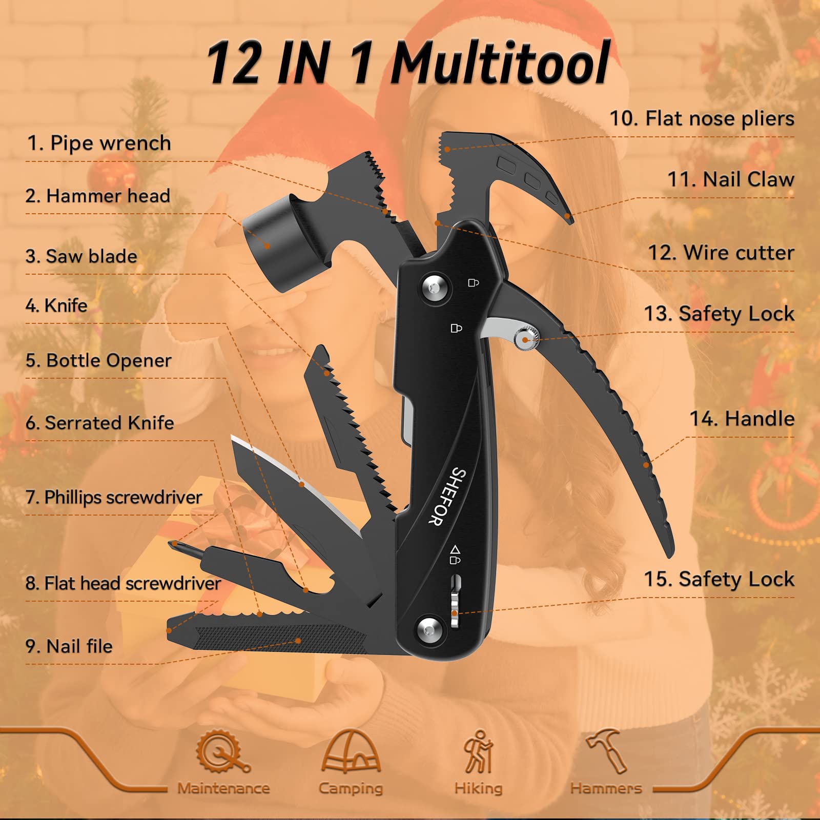 Divertenti Idee Regalo per Uomo Attrezzi Multiuso - Attrezzi Multifunzionali in Stile Racing Regali di Natale, 7 in 1 Accessori da Campeggio Gadgets Regali di Compleanno, Regali per Festa del Papà