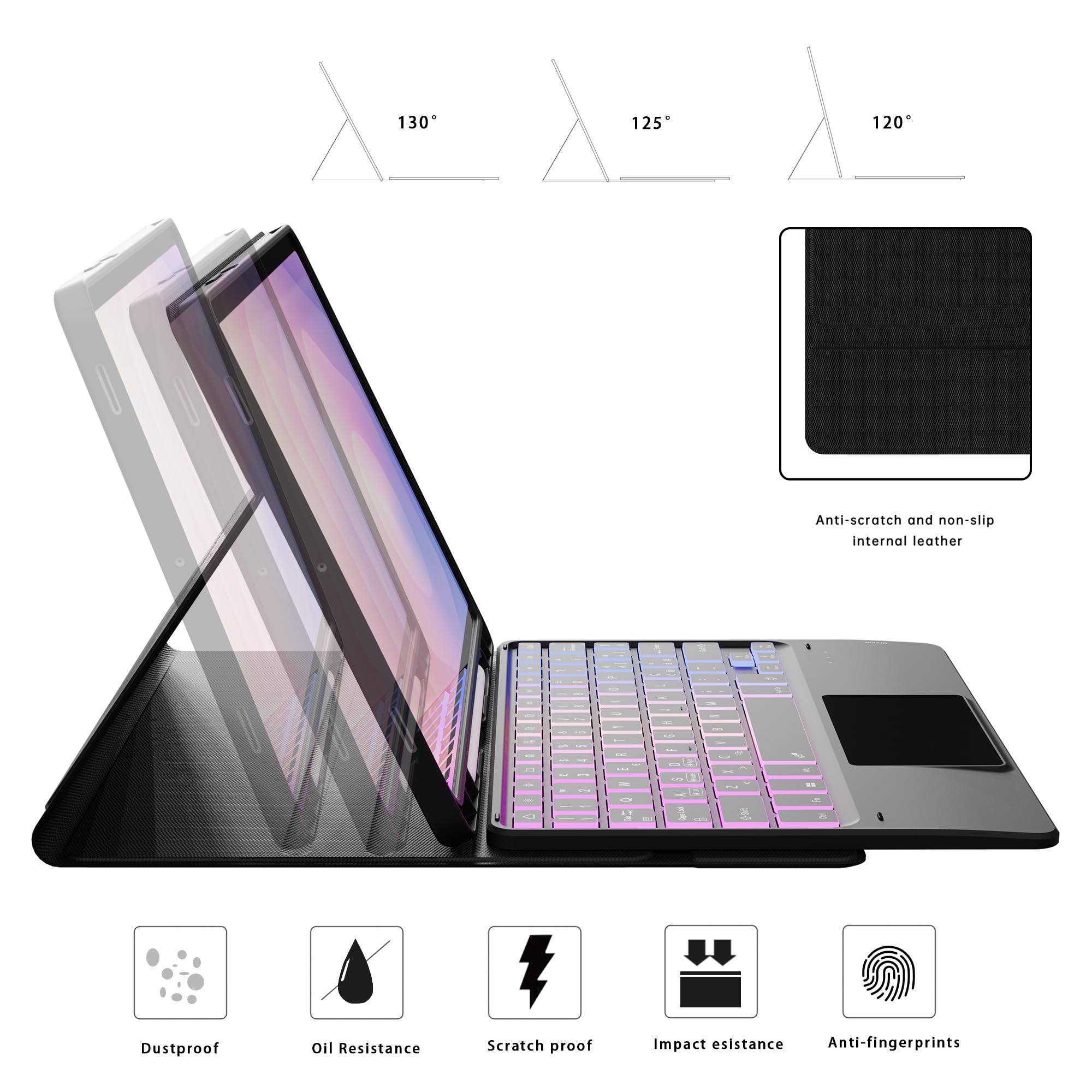 Custodia con tastiera per Samsung Galaxy Tab S11 2025 11 pollici: tastiera retroilluminata a 3 zone e 7 colori con trackpad Intelligente - tastiera wireless rimovibile con Layout italiano QWERTY