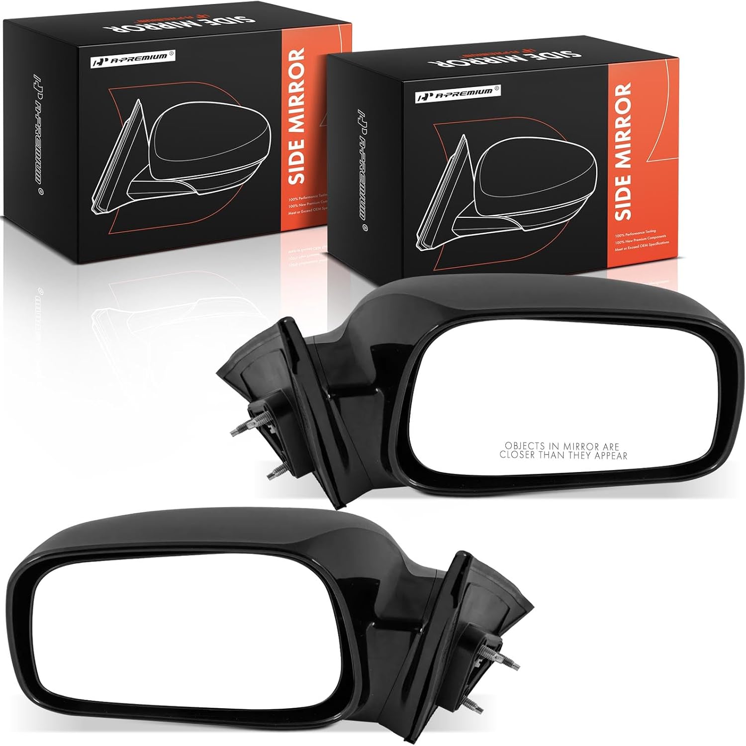 A-Premium Pair (2) Driver and Passenger Side Power Door Mirror - Compatible with Toyota Camry 2002 2003 2004 2005 2006 - Non-Heated, Non-Folding, Black Outside Rear View Mirror