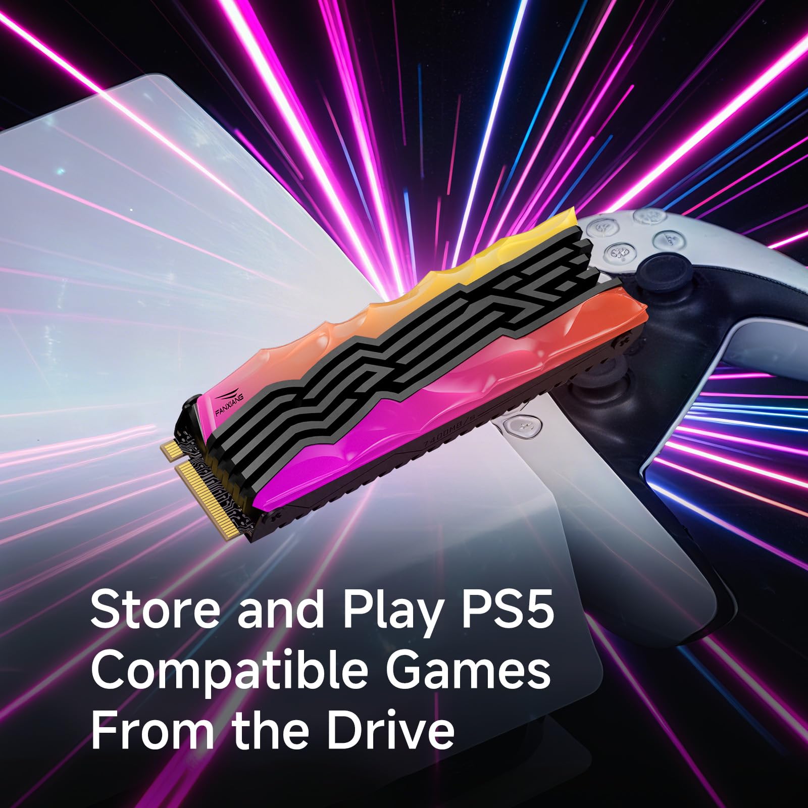fanxiang S790R NVMe M.2 SSD PCIe 4.0 x4 de 1 TB, unidad interna de estado sólido con disipador de calor RGB, hasta 7450 MB/s, 3D NAND TLC, compatible con PS5, ideal para juegos, creadores y