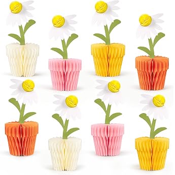 EASY JOY Pack of 8 Daisy Honeycomb Table Decorations