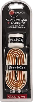 ShockOut Dual Pro Grip + Overgrip (White/Orange) - Combined Impact Absorption and Grip Enhancement System for Racket Sports