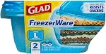 Gladware Freezerware Food Storage Containers, Large | Rectangle Food Storage Containers for Everyday Use | Food Containers Safe for Freezer, Hold up to 64 Ounces of Food, 2 Count Set