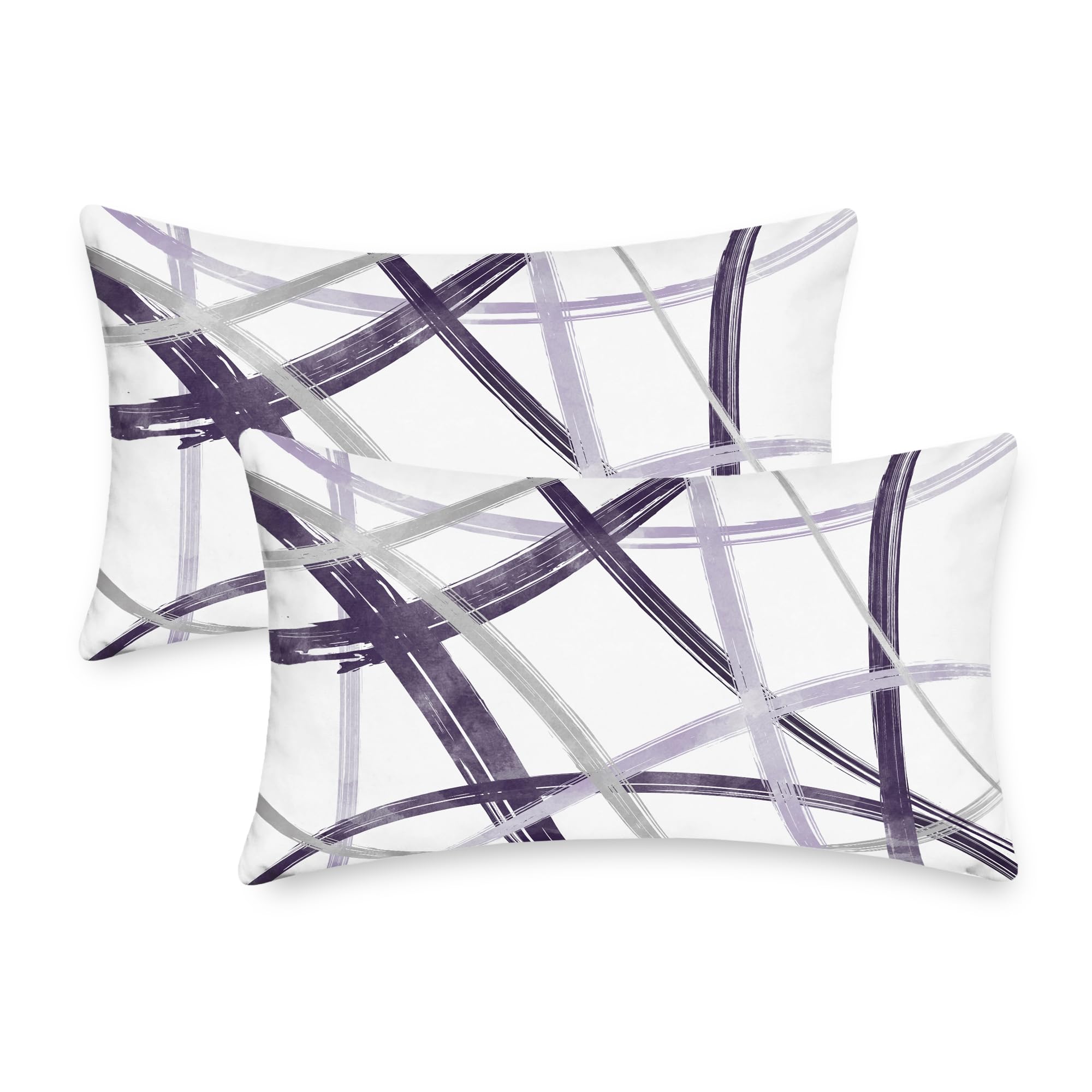 CaliTime Throw Pillow Cases Pack of 2 Cozy Fleece Arc-Shaped Abstract Geometric Lines Decorative Cushion Covers for Couch Bed Sofa Farmhouse